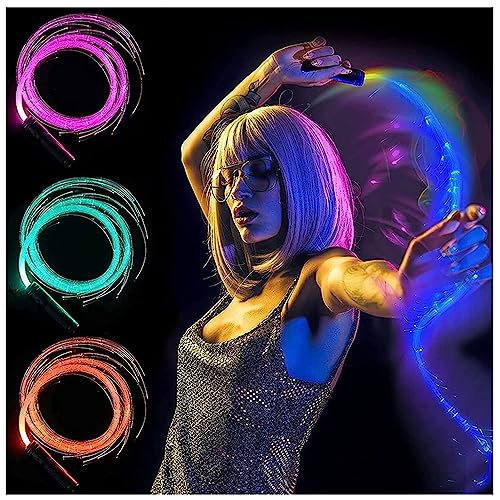 Fouets De Danse À Fibre Optiqu, Fouet À Fibre Optique LED, Pixel Whip 10 Modes Lumineux, 36 Couleurs, Jouet Flow Parfait pour la Danse, Les Fêtes, Cadeau de Noël