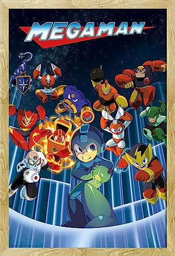 empireposter Mega Man - Characters - Film Poster Plakat - 61x91,5 cm + Wechselrahmen, Shinsuke® Maxi MDF Buche, Acryl-Scheibe