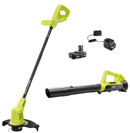 RYOBI Tondeuse et souffleur sans Fil 18 V One+ 25,4 cm avec Batterie 2,0 Ah et Chargeur
