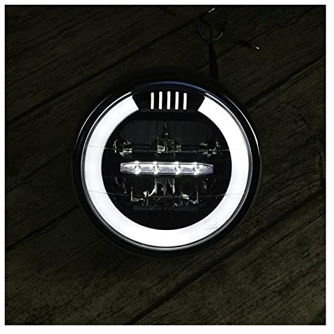 Motorrad Scheinwerfer Halterung Rohr Schelle Motorrad- -Scheinwerferbaugruppe Halo-Ring DRL Mit Lo/Hi-Beam Für Shadow VT600 VT1000 Cafe Racer Chopper Sportster XL883 ( Farbe : White DRL , Größe : 1 U