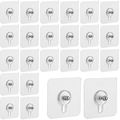 Fyihoxi 30 PCS Klebe Schrauben Klebehaken Transparent Klebeschraube Klebenägel Wandhaken Klebe Schrauben Klebehaken Transparente Selbstklebende Haken für Badezimmer,Küche,Schlafzimmer,Wohnzimmer(8mm)