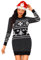 Cowasto Vestito Maglione di Natale Abito in Maglia Girocollo Lungo Donna Tubino in Maglia Caldo Abito Casual Elegante con Modello Fiocchi di Neve,Alci,Albero Nero, M