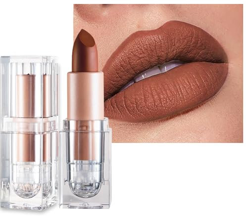 Brown Nude Lipstick, Matte Lipsticks Long Lasting Velvet Non Stick Cup Smooth Nude Waterproof Red Lipstick Lip Gloss Lip Color for Women Makeup Gifts
