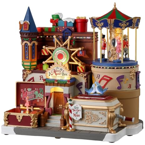 Lemax LED und musikalisch beleuchtetes Gebäude „The Merry Music Box“ H26,2 x 25,8 x 18,3 cm