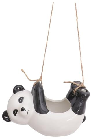 Sosoport Vase 1stk Panda Hängender Blumentopf Panda-blumentopf Tierblumentopf Bonsai-behälter Einmachgläser Zimmerpflanzen Hanfseil Keramik Schreibtischaufsatz