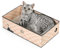 Conlun Rascador para Gatos con Caja, Rascador Gato Grande y Resistente, Doble Cara, Agujeros Interactivos, Zona de Descanso Antisuciedad para Interior (1 Unidad, Grande, Ajedrez)