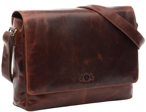 SID & VAIN große Laptoptasche Messenger Bag echt Leder - 15 Zoll Laptop Business-Tasche Spencer - Umhängetasche mit extra Laptop-Hülle - Ledertasche Herren Damen braun handgefertigt