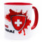Schweiz Tasse mit Namen personalisiert Switzerland Wappen schweizerische Flagge Fahnen Fanartikel Produkte 2025 Spruch Getränke Becher Geschenk Mann Frau Geburtstag Fussball Produkte Keramik 330 ml
