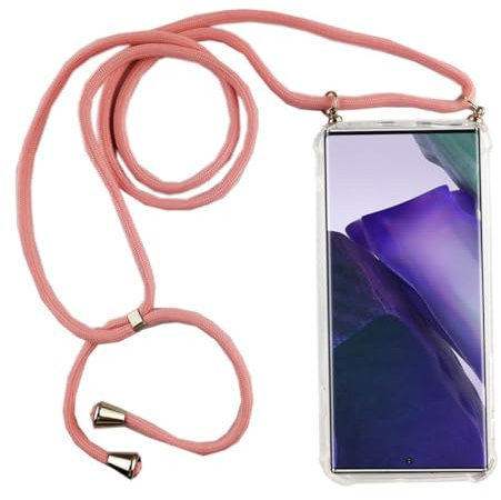 König Design Chaîne de téléphone portable compatible avec Samsung Galaxy Note 20 - Coque de protection pour smartphone avec cordon - Rose
