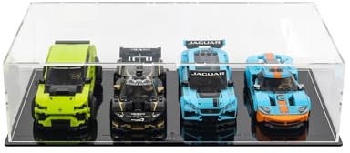 icuanuty Acryl Vitrine für Lego Speed Champions X 4/42176/10262/60432/21010/10295/42111/42154/42126 /10265/10304, Staubgeschützte Aufbewahrung Vitrine für Lego, Größe:45x20x17 cm (Nur Display Case)
