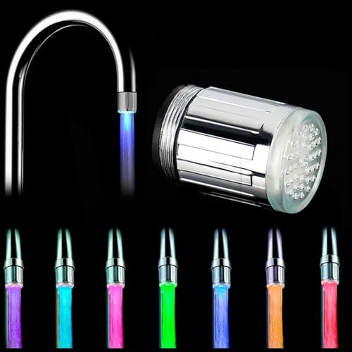 Monozoz LED Bathroom Faucet | Temperature Control Color Changing Water Faucet Light,Saver Tap, Spray Head Adapter Sink Lights, Kitchen Water Faucet Head for Wash Hands