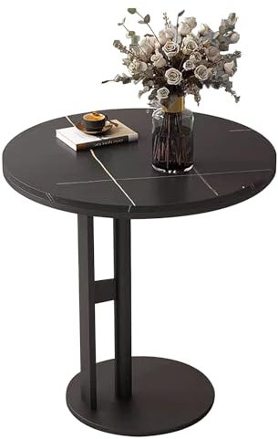 Drsyffsup Outdoor-Couchtisch im nordischen Stil, runder Beistelltisch, C-förmiger Akzent-Nachttisch, Stabiler Metallrahmen für Wohnzimmer, Schlafzimmer, Schwarz (Size : 60x60x60cm)