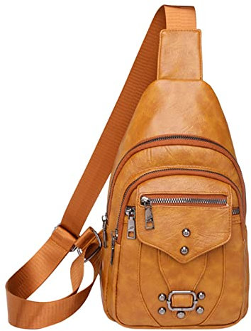 Messenger Bag Rack Damen Brusttasche Weiches Leder Gefühl Crossbody Tasche Große Kapazität Einfache Retro Schultertasche Reisetasche Messenger Ledertasche, gelb, Einheitsgröße