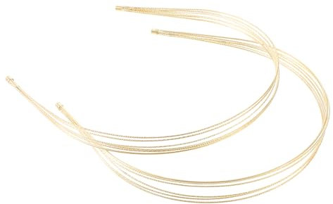 Telooco 2Pcs Multi Layers Metal Hair Band Gold Headband for Women Elegant Thin Wire Adjustable Tiara Wedding Hoop Headpiece Bridal Accessories for Girls