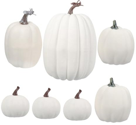 GREENADSCAPE 7pcs Realistic Halloween Pumpkin Decor Multipurpose Pumpkin Model Ornament