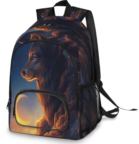 TropicalLife Mystery Wolf Rucksack, Mehrzweck-Rucksack für Kinder, Mädchen, Jungen, Herren, Damen, Wolf, großer Rucksack, Schule, Büchertasche, lässiger Laptop-Tagesrucksack, farbig, Big