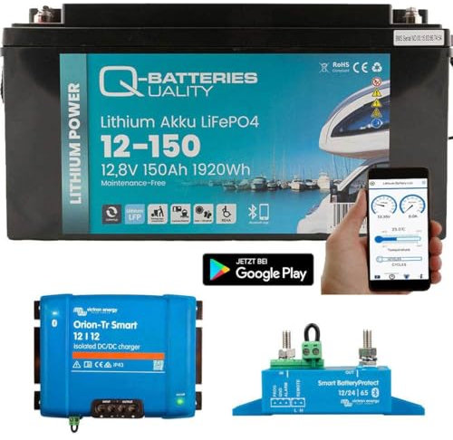 Q-Batteries Lithium Akku 12,8V 150Ah mit Victron Orion-Tr 12/12-18A DC/DC