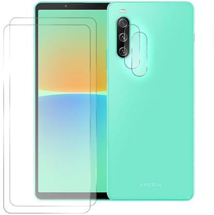 Visiodirect Lot de 2 Verre trempé pour Sony Xperia 10 IV 6 XQ-CC54, XQ-CC72 + Lot de 2 Verre trempé Protecteur d'objectif Camera arrière