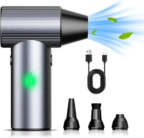 Solareye Souffleur Air Comprimé, 300000 TR/Min de Pulvérisation d’Air Comprimé avec Batterie 75000mAh, Soufflette Voiture, Bombe Air Sec pour Clavier, Électronique, Air Comprimé Nettoyage PC