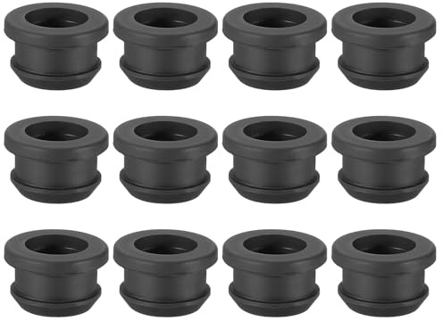 PATIKIL 18mm / 11/16 Inch Drill Hole,9/16 Inch ID Rubber Grommets, 12Pcs Top Hat Grommet for Wiring Eyelet Ring Gasket Automotive Firewall Cable Hole Plugs Wires Protection, Black