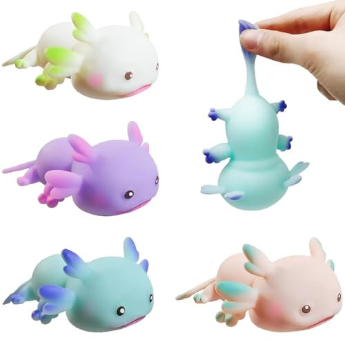 4 Stück Axolotl, Axolotl Squishy, Axolotl Spielzeug, Squishy Stressabbau Axolotl Spielzeug für Kinder and Erwachsene Stressabbau Spielzeug