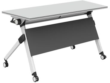 WTLONBF Konferenztisch Stahl Holz Klapptisch, Multifunktionaler Büroklapptisch mit Rollen und Stopper für Büros Konferenz Seminarraum