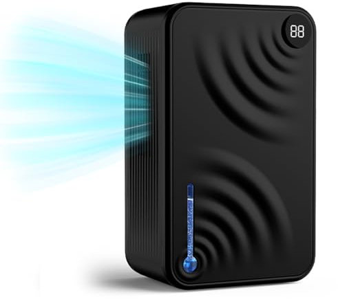 Dehumidifier for Home, (40㎡), Dehumidifier for Basement, 2400ML Water Tank, 7 Colors LED Light, Dehumidifier with Timer, Humidity Display and Silent Mode, Dehumidifier with Drain Hose, black