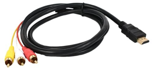 AKSIQIOL 1PCS HDMI Male to 3RCA Cable, Audio Video AV Adapter, Red Yellow White to HDMI, for TV, HDTV, DVD, LCD Projectors, 1080P Devices – 1.5m