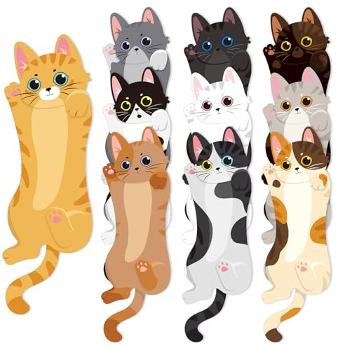 JSRQT 30 Stück Niedliche Katzen Lesezeichen aus Papier,Süße Katzendesign Seitenmarker,Seiten Buchmarkierungen Geschenk für Buchliebhaber Schüler Lehrer, 10 Stile