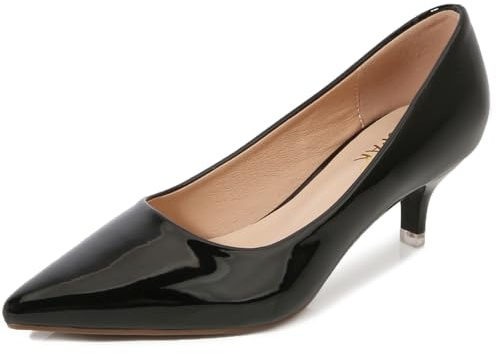 WUIWUIYU Women's Girls' Fashion Pointed Toe Kitten Heel Pump Shoes