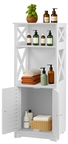 CROWNSHOP 3 Tier Bathroom Storage Unit Bathroom Cabinets Free Standing Display Cabinet Home Storage Furniture Organizer Unit for Office Living Room Kitchen White 75 * 22 * 30CM