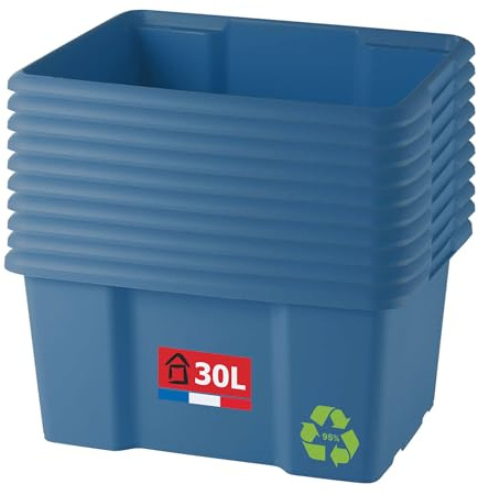 Sundis Plastic Storage Bin 30 L x 10 Blue L 46.5 x H 23 cm | Stackable and stackable, multipurpose, ideal for workshop, transportation, garage, DIY, gardening
