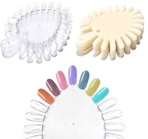 KAZIPOP 20Pcs Nail Swatches Wheels Heart - Shaped Nail Display Color Sample Swatch Wheel Nail Art Color Tester Wheels with 21 Tip for DIY & Salon Nail Polish Color Show