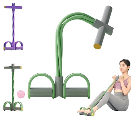 Bandes De Résistance pour Fitness - 4 Tubes À Pédale - Extracteur De Cheville - Corde Élastique De Traction Assis avec Pédale De Pied - Pédales Pull Cordes Élastique Sport Expander