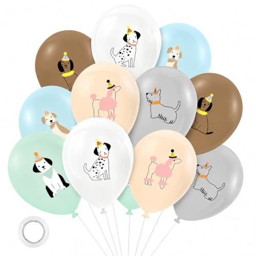 Ovanda Hunde Luftballon,12 Stück Luftballon Tiere Dackel,Helium Latexballon | Hunde Geburtstag Set, Tiere Geburtstagsdeko Jungs Mädchen, Tier Mottoparty Dekoration für Kindergeburtstag Babyparty