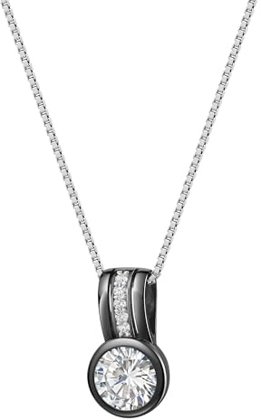 Celesta Silber Damen Anhänger mit Kette 925 Silber rhodiniert/schwarz Zirkonia 925/- Sterling Silber 42cm Glänzend Zirkonia weiß 500245588