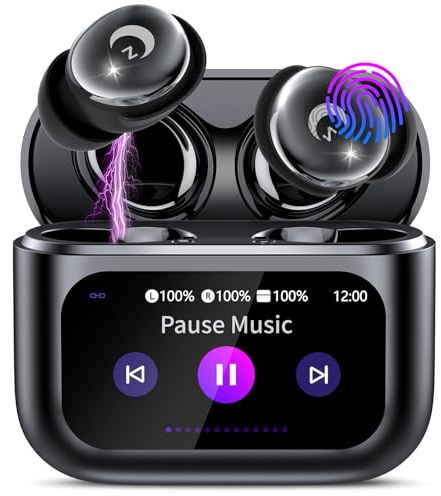 VEKJ Mini Wireless Sleep Earbuds with Smart Touch Screen for Side Sleepers | Bluetooth 5.4 Headphone In Ear with Noise Cancelling Mic, Hi-Fi Stereo Sound, 48Hrs Playtime with 5 EQ Modes/IP7 Waterproof