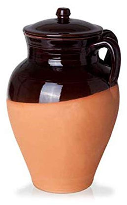 BENEGIAMO Pignata URNA Camino in Terracotta, Rosso, Geometrico, Lucidato, CM37