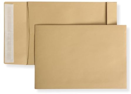 250 St. B5 Faltenversandtaschen braun mit 30 mm Falte 110 gr. Kuvert 176x250x30 mm Haftklebend Briefumschläge HK Briefhüllen