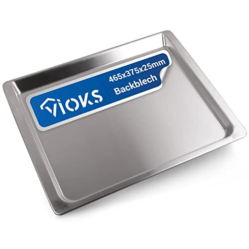VIOKS Bandeja de horno profunda 465 x 375 x 25 mm/Ersazt para Siemens Constructa 00438155 / Bandeja de horno de aluminio 46 x 37