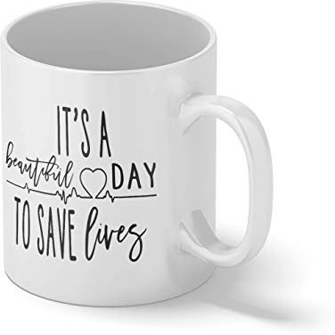 Grey's Anatomy It's Beautiful Day To Save Lives Weißer Becher Mug | Lustige Neuheit Tassen für Kaffee Tee 312ml