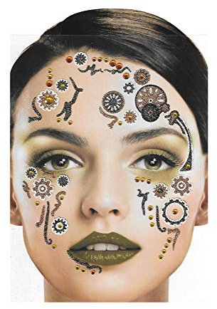 Großes Gesichtstattoo Steampunk Tattoo Karneval Hautaufkleber Sticker Gesicht