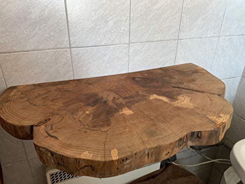 KJR Holzmanufaktur Waschtischplatte, Baumscheibe, ca. 90 x 40-45 x 5 cm, Waschtisch, geschliffen, geölt, Bergahorn