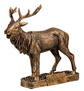Henecka Jagd-Pokal, Resinfigur Hirsch, Bronze, mit Wunschgravur, Größe 20,5 cm