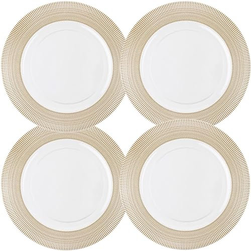 Wedding Venue Shop Plastic Charger Plates - 13 | Clear, Gold Textured | Extra Large - 4 Count(Pack of 1)