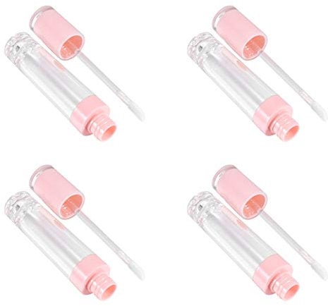 FRCOLOR Clear Lip Gloss Tubes with Wand, 8ml Lip Gloss Color Containers Empty Lip Balm Bottles for Makeup, Travel, Liquid, 4pcs (Pink)