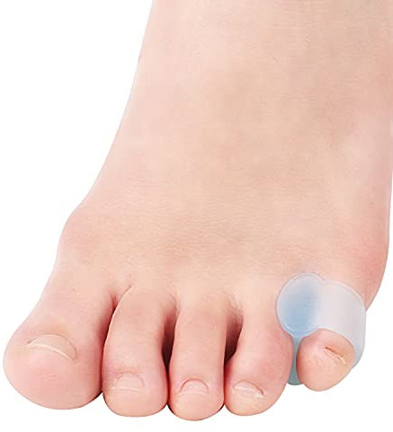 Yimanduo Lot de 10 attelles d'orteils en gel pour petit orteil, redresseur d'orteil marteau homme et femme, marche, course, chevauchement, correcteur d'oignon soulagement l'oignon (bleu) S