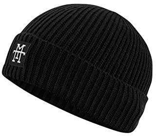 Manufaktur13 Heavy Knit Beanie - Wintermütze, Strickmütze, Ribbed, warme Mütze für Herren & Damen (M13) (Black)