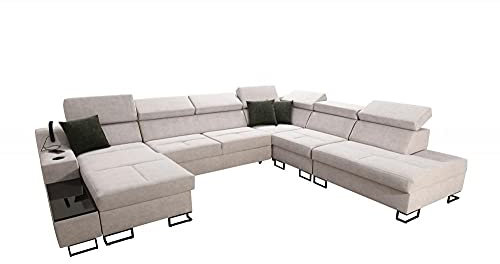 All4All Ecksofa Fosti X Polstersofa Schlaffunktion mit 3 Bettkasten USB Eingang Eckcouch Sofa Couch Möbel Links Rechts 26 (Links)