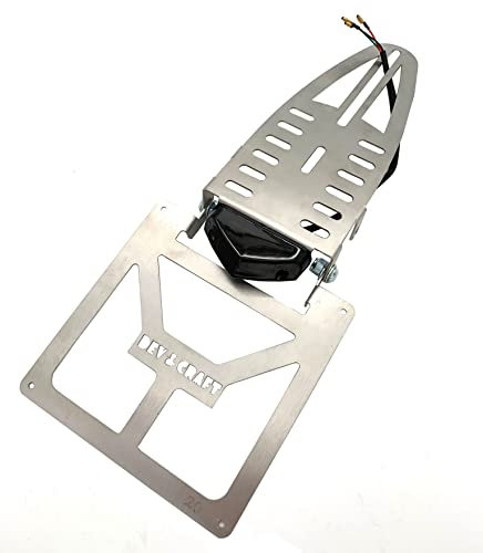 Portatarga per KTM TM Honda Yamaha Pieghevole Adattaible su Qualsiasi Moto Enduro Motard dal 125 cc in Poi con Faretto Led Nero